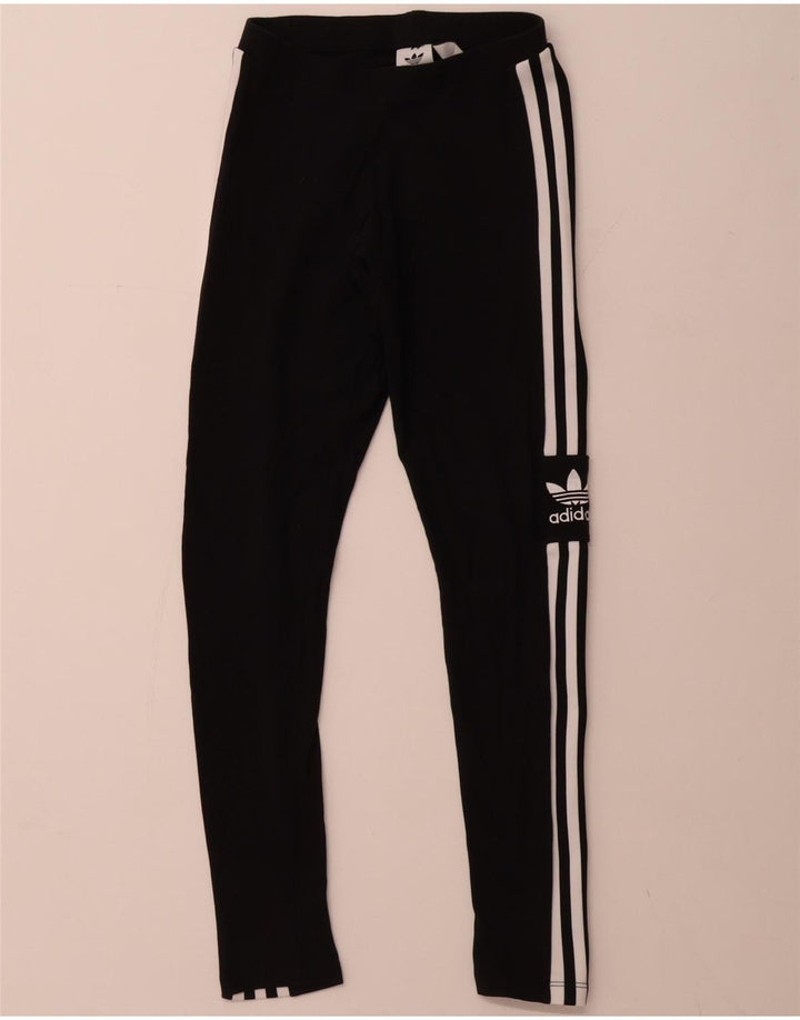 ADIDAS Damen Graphic Leggings UK 6 XS Schwarz Baumwolle