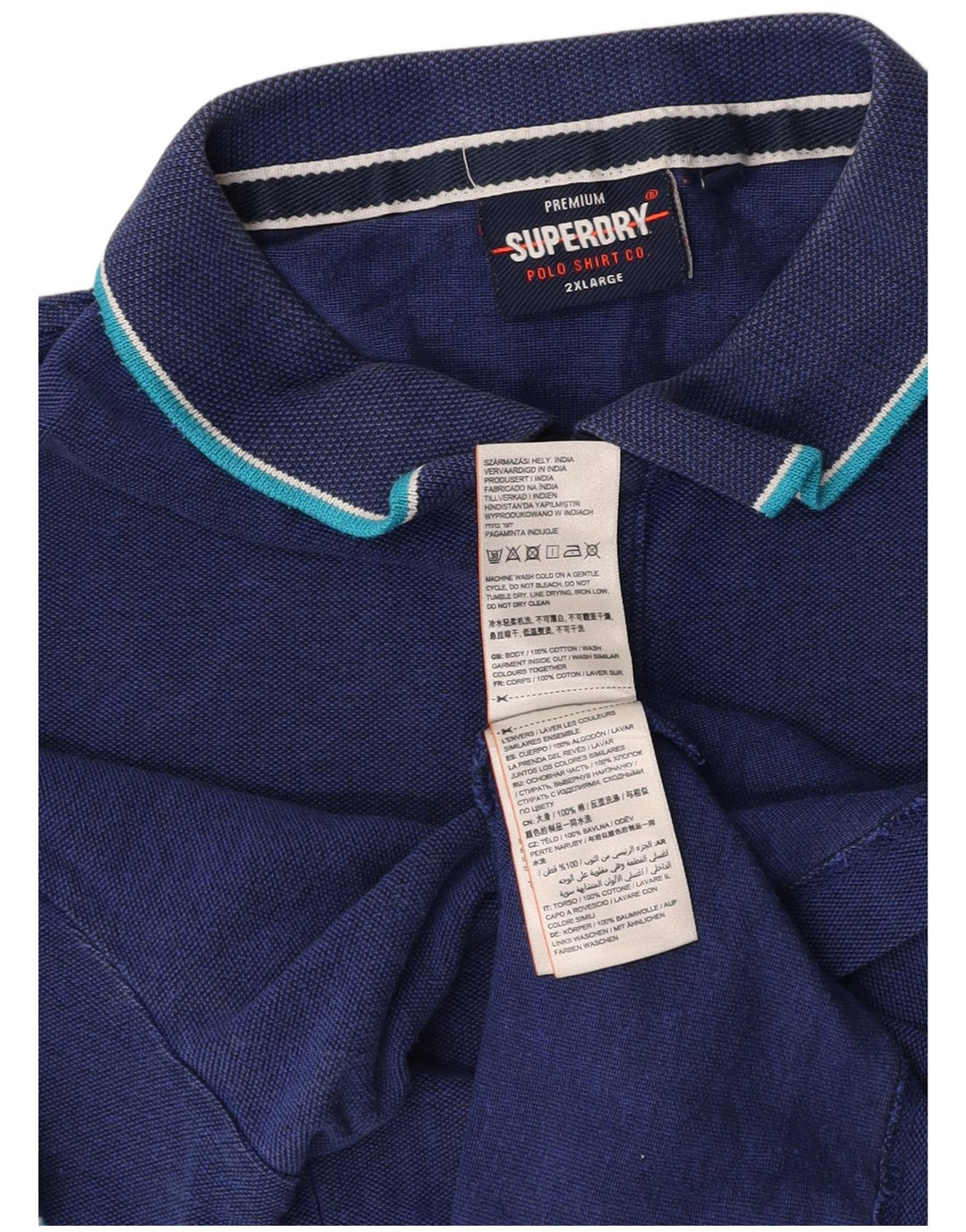 SUPERDRY Herren-Poloshirt 2XL aus marineblauer Baumwolle