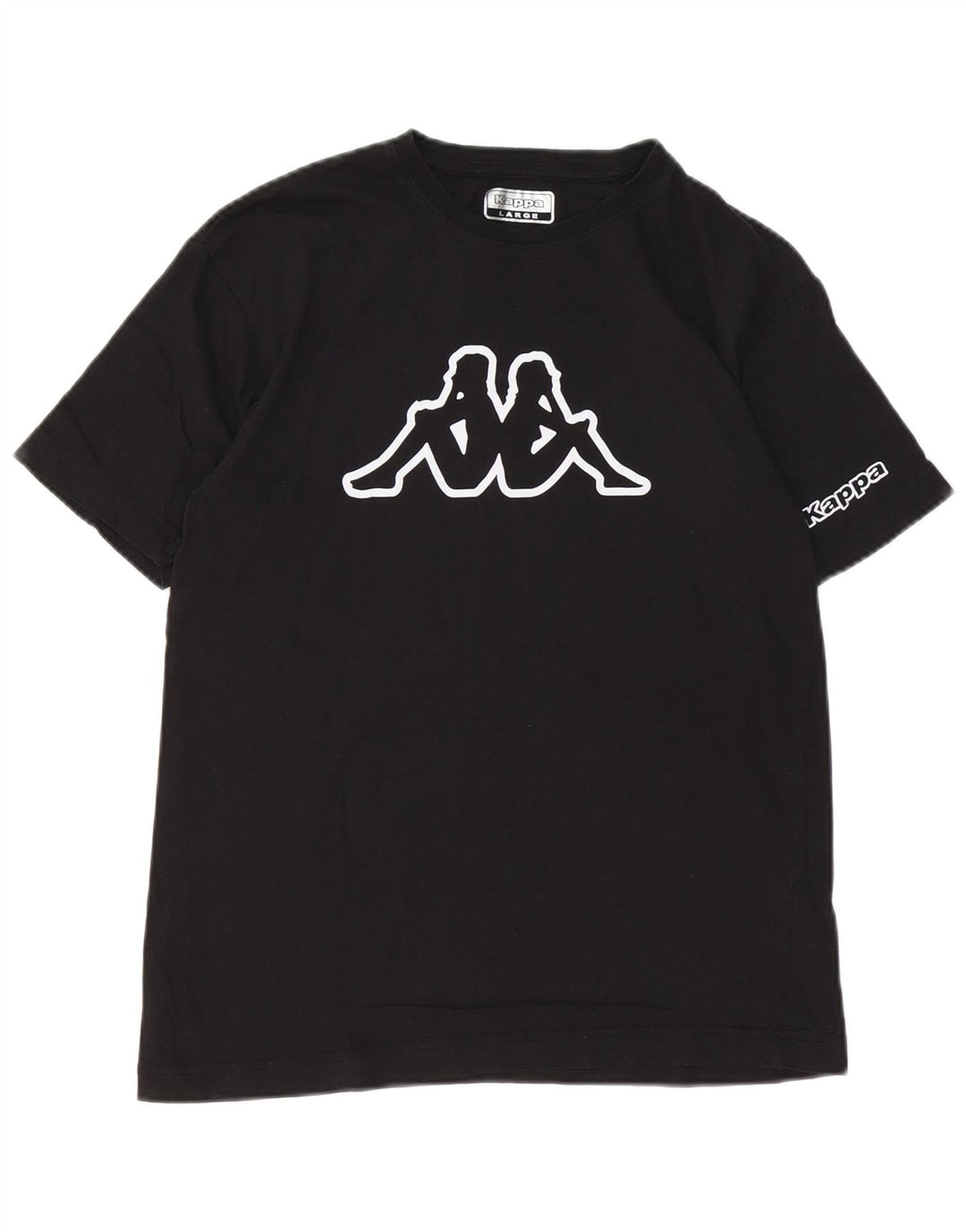 Kappa Damen Grafik-T-Shirt-Oberteil, groß, aus schwarzer Baumwolle