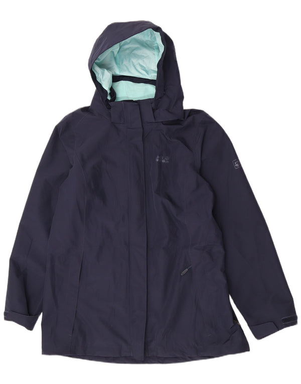 Jack Wolfskin Damen-Regenjacke mit Kapuze, reguläre Passform, UK 18, XL, Marineblau