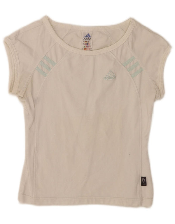 Adidas Damen Crop T-Shirt Top UK 12 Mittelweiße Baumwolle