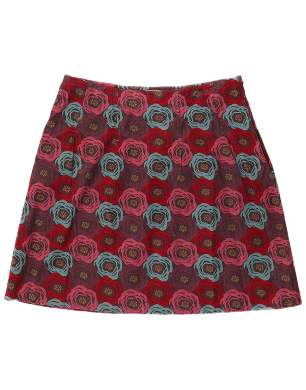 Seasalt Damen Cordrock UK 14 Large W34 Burgundy Floral Cotton