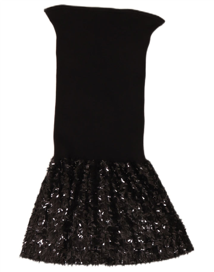 Sisley Damen Trägerloses Kleid UK 12 Mittelschwarze Wolle