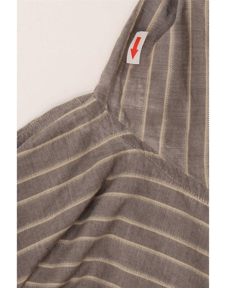 Hugo Boss Herrenhemd, groß, grau gestreift, Baumwolle
