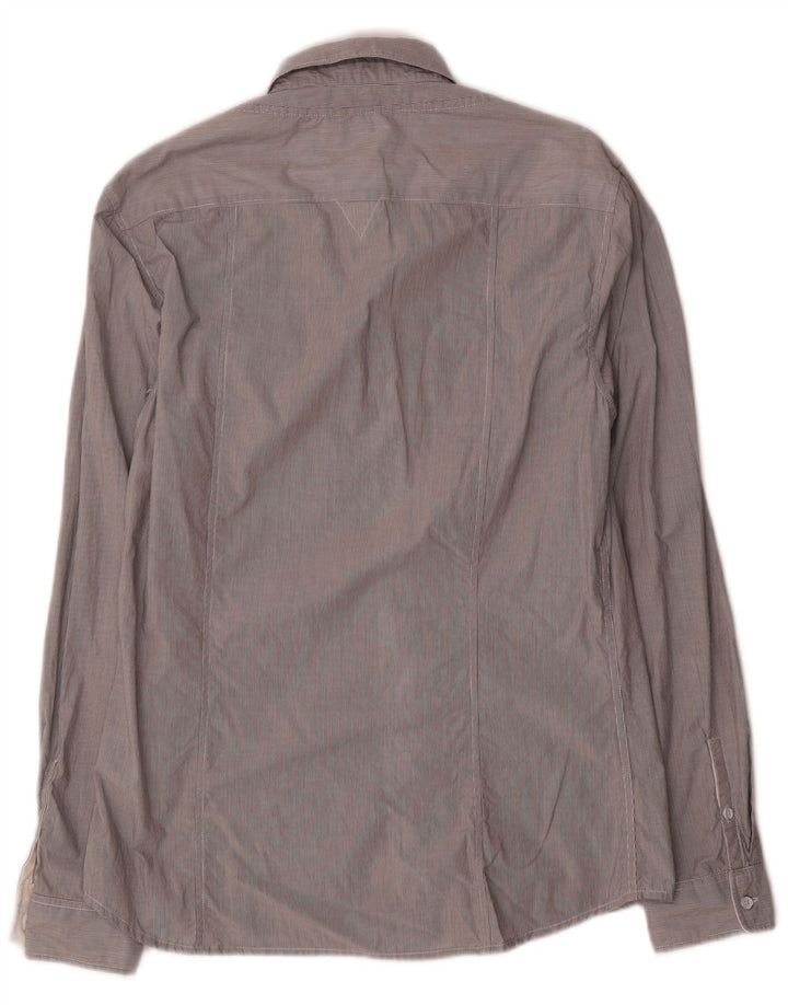 Guess Mens Shirt Medium Grey Striped Cotton