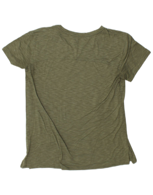 L.L.BEAN Damen T-Shirt Top UK 10 Small Khaki meliert Polyester