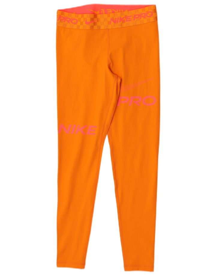 Nike Damen Dri Fit Graphic Leggings UK 12 Mittelorange Polyester