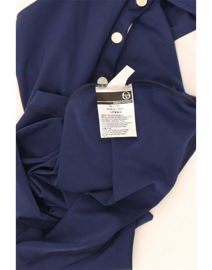 Sergio Tacchini Damen Poloshirt IT 44 Medium Navy Blue Colourblock