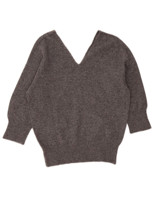 Kontatto Damen Crop V-Ausschnitt Pullover Pullover UK 12 Mittelgrau meliert