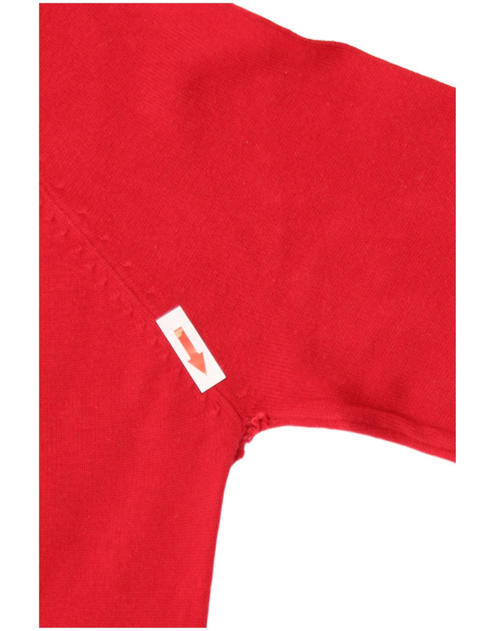 Zara Damen-Pullover mit V-Ausschnitt, UK 12, mittelrote Baumwolle