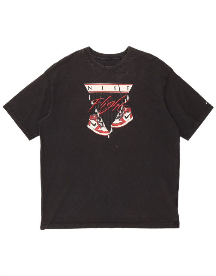 JORDAN Herren Übergroßes Grafik-T-Shirt-Oberteil XL aus schwarzer Baumwolle