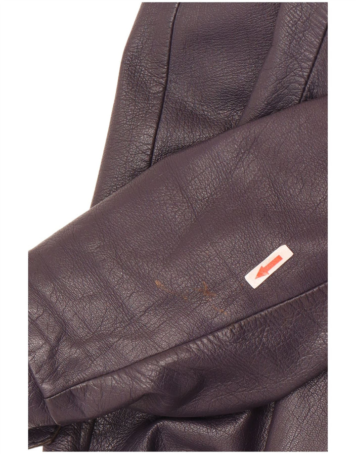 Vintage Damen 2-Knopf Leder Blazer Jacke UK 8 Small Lila