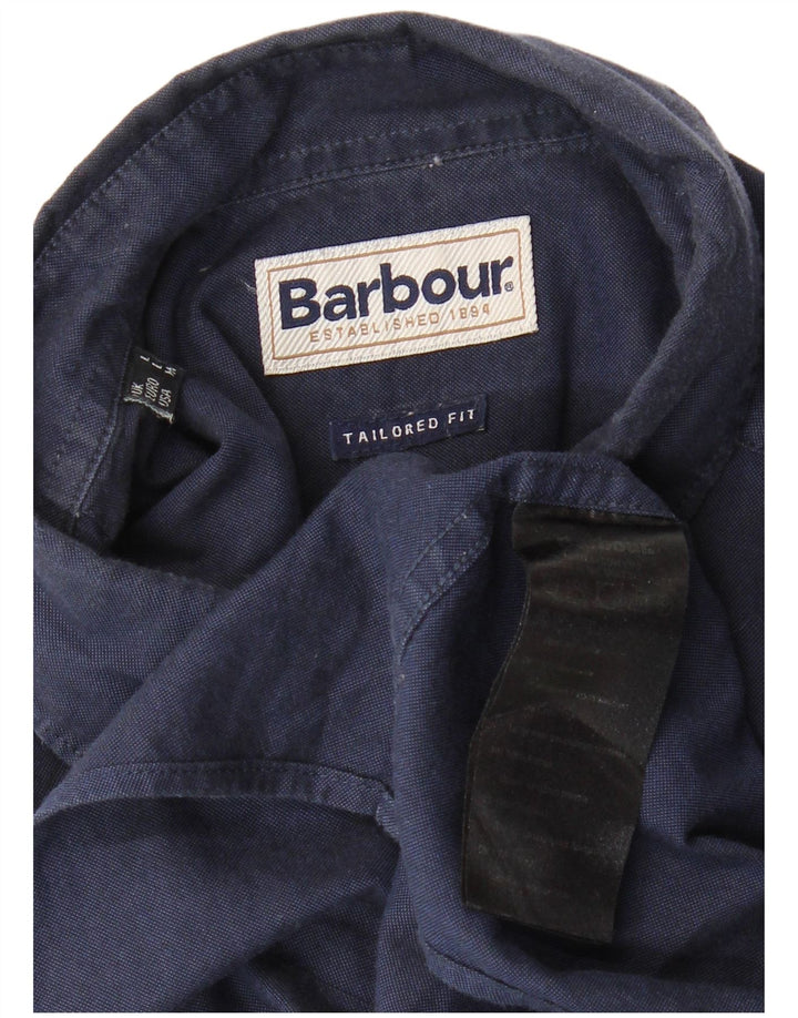 BARBOUR Herren-Hemd mit maßgeschneiderter Passform, große marineblaue Baumwolle