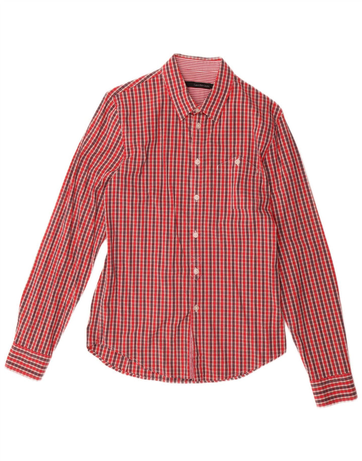 Calvin Klein Jeans Herrenhemd Mittelrot kariert Baumwolle
