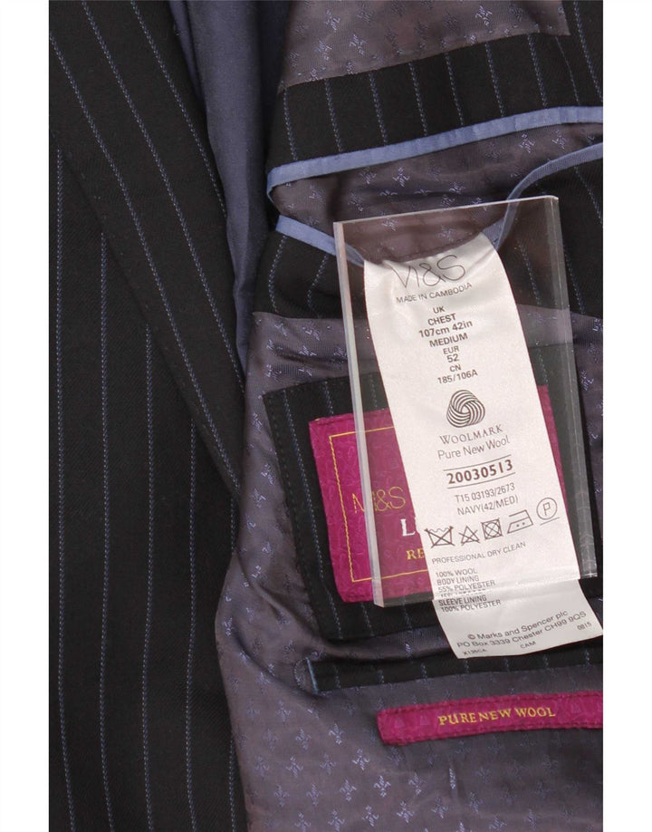 Marks & Spencer Herren-Blazer mit 2 Knöpfen, Gr. 42, Marineblau, Nadelstreifen