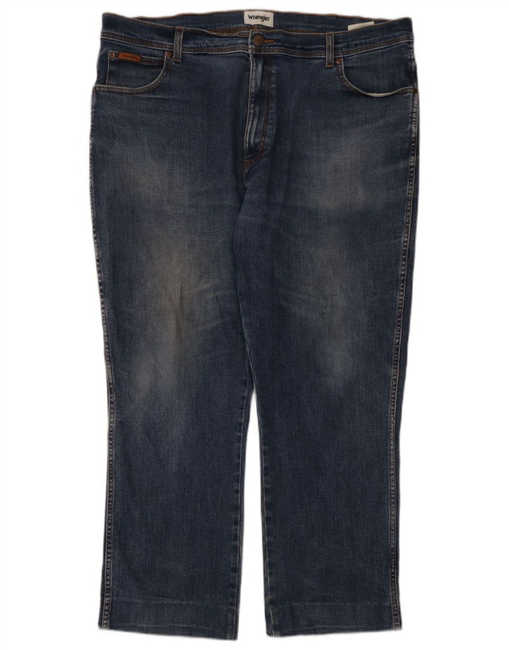 Wrangler Herren Texas Stretch Straight Jeans W42 L28 Blaue Baumwolle