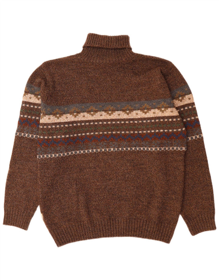 Camel Active Herren-Pullover mit Rollkragen, mittelbraune Fair-Isle-Wolle