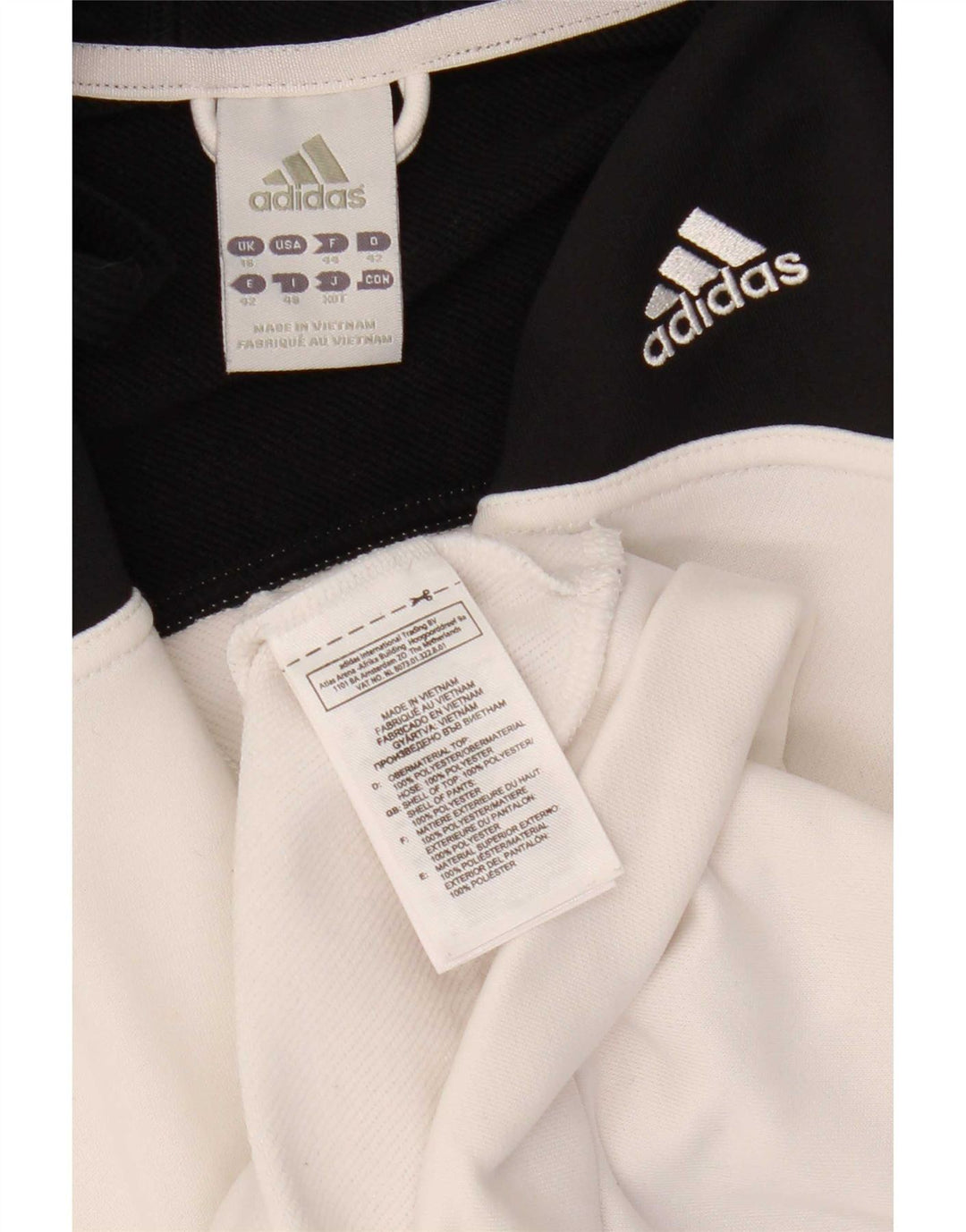 Adidas Damen Zip Hoodie Pullover UK 16 Large Weiß Colourblock Polyester