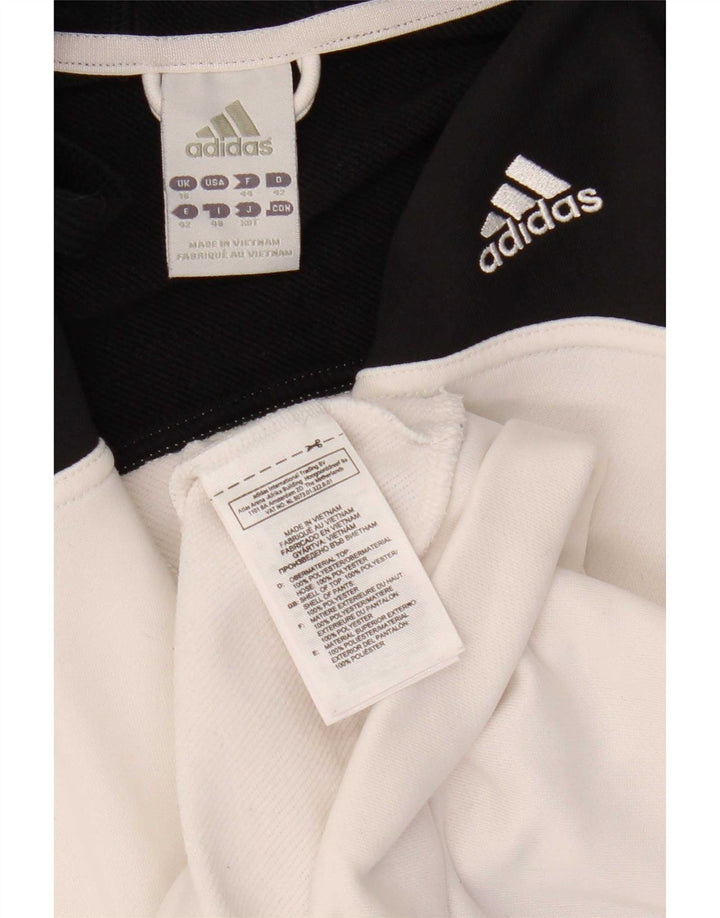 Adidas Damen Zip Hoodie Pullover UK 16 Large Weiß Colourblock Polyester