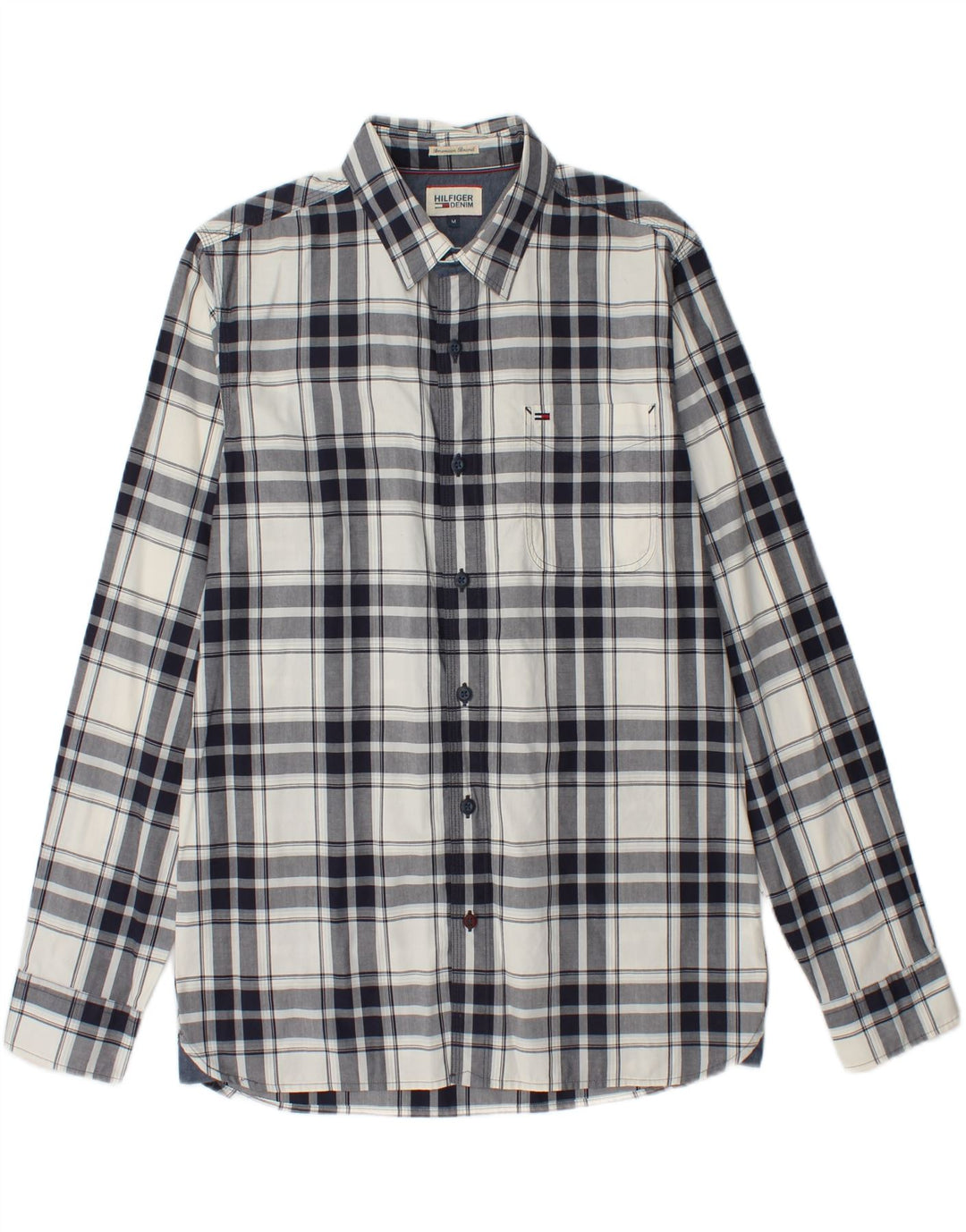 TOMMY HILFIGER Mens Shirt Medium Grey Check Cotton