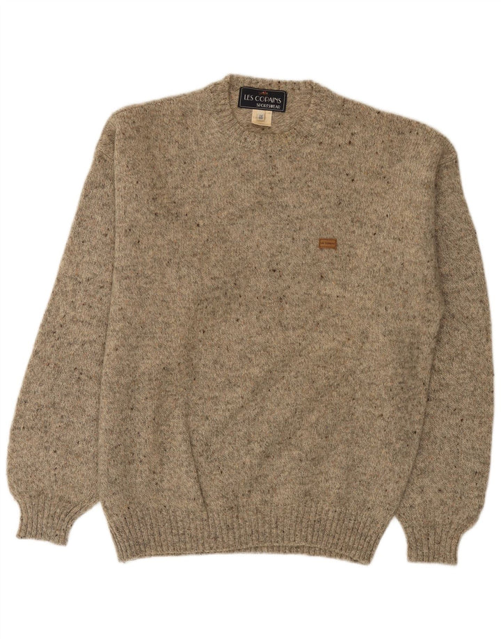 Les Copains Herren-Pullover mit Rundhalsausschnitt, IT 50, mittelgrau gefleckte Wolle