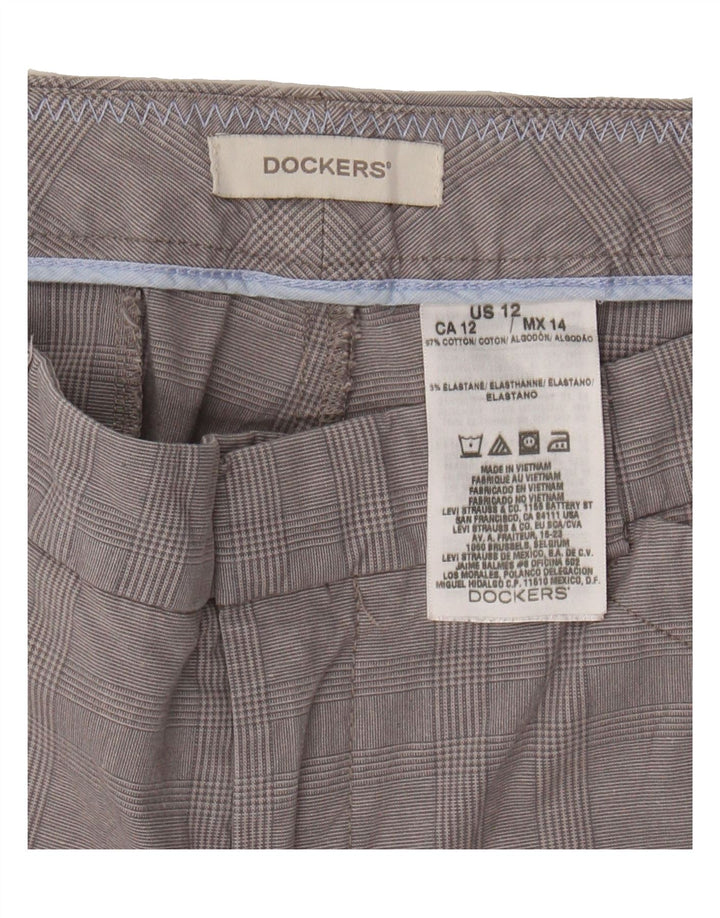 DOCKERS Womens Straight Capri Trousers US 12 Large W34 L22 Grey Check Vintage Dockers and Second-Hand Dockers from Messina Hembry 