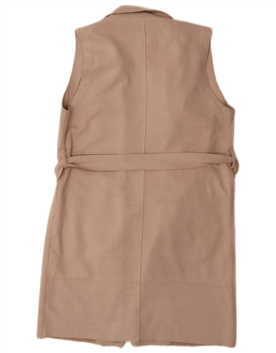Zara Damen Longline Gilet UK 16 Large Beige Polyester