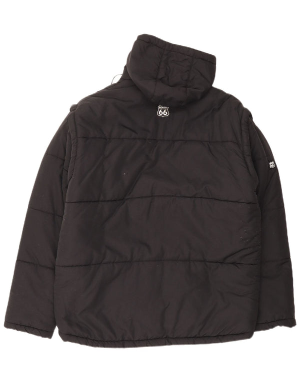 Route 66 Wattierte Herrenjacke mit Kapuze, UK 40, Größe L, Schwarz, Polyamid