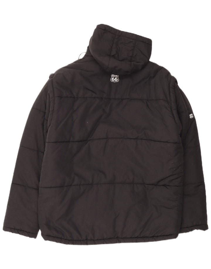 Route 66 Wattierte Herrenjacke mit Kapuze, UK 40, Größe L, Schwarz, Polyamid
