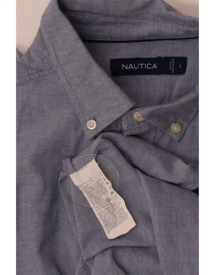 Nautica Herren-Kurzarmhemd, groß, aus blauer Baumwolle
