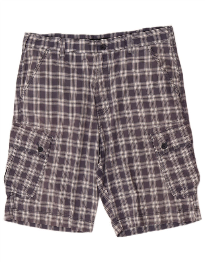 Calvin Klein Herren Cargo Shorts W36 Große marineblau karierte Baumwolle