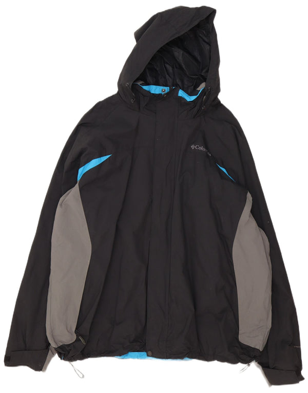 Columbia Mens Omni-Shield Hooded Rain Jacket UK 44 2XL Black Colourblock