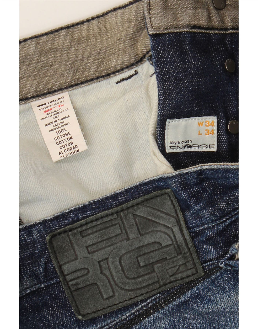 Energie Herren Distressed Straight Jeans W34 L29 Blaue Baumwolle