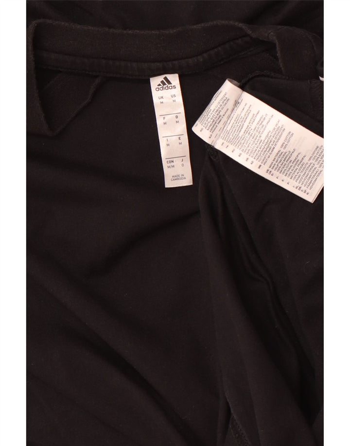 ADIDAS Damen T-Shirt Top UK 14 Medium Schwarz Baumwolle
