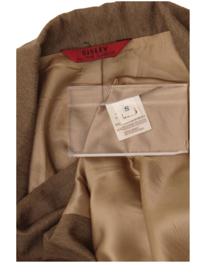 Sisley Damen-Blazerjacke mit 4 Knöpfen, Gr. 10, Größe S, braune Viskose