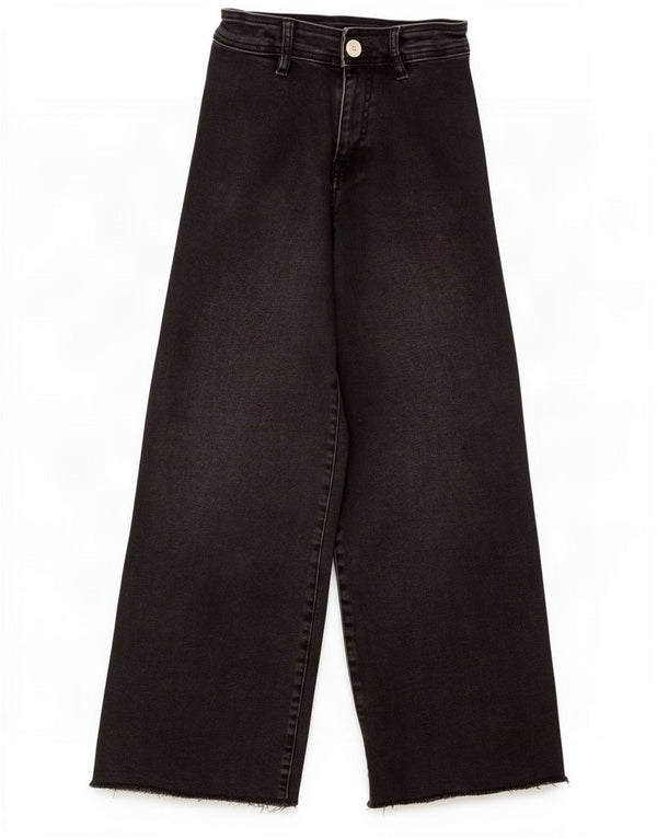 Zara Mädchen-Jeans mit weitem Bein, 11–12 Jahre, W24 L26, schwarze Baumwolle
