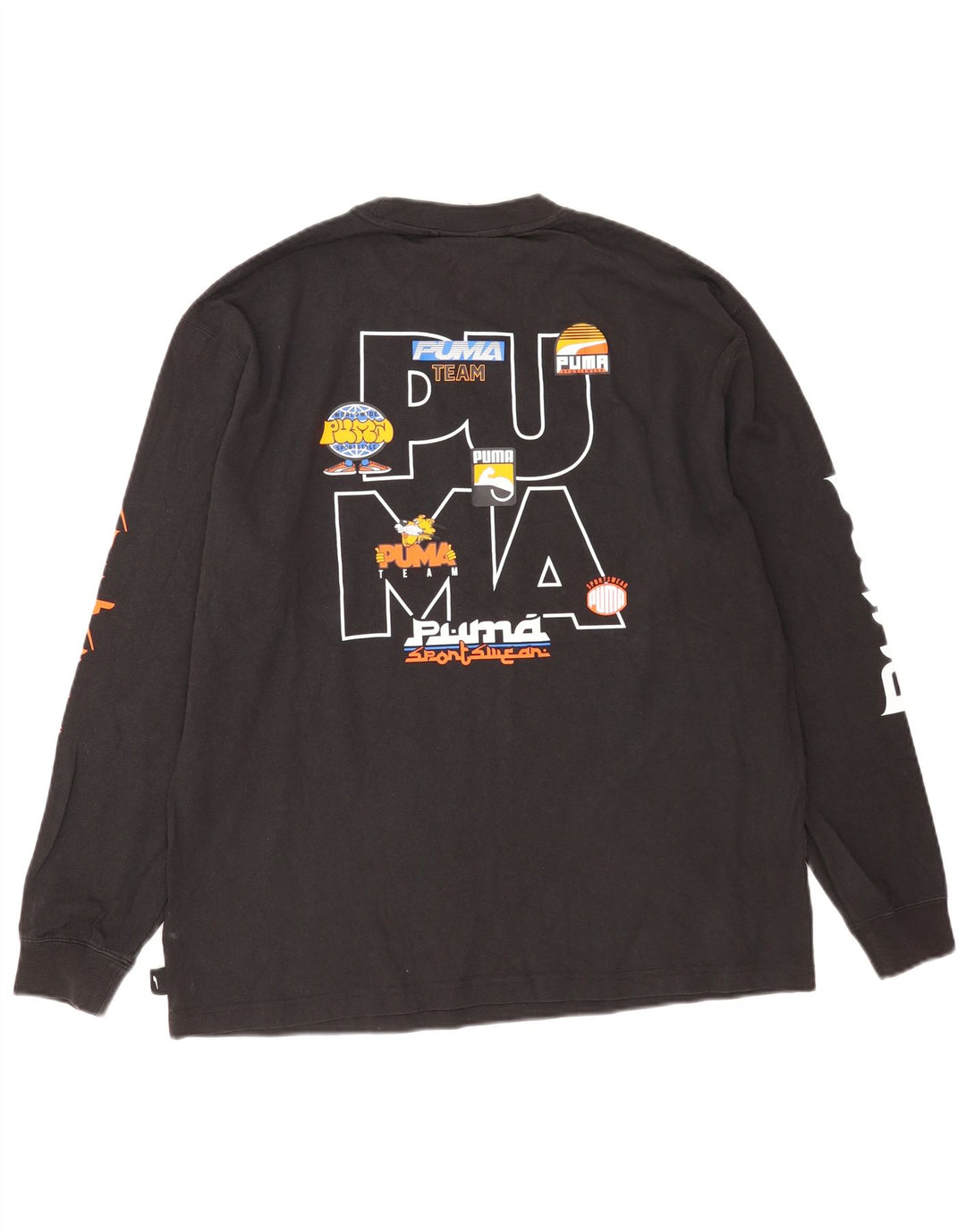 Puma Herren Graphic Top Langarm Large Schwarz Baumwolle
