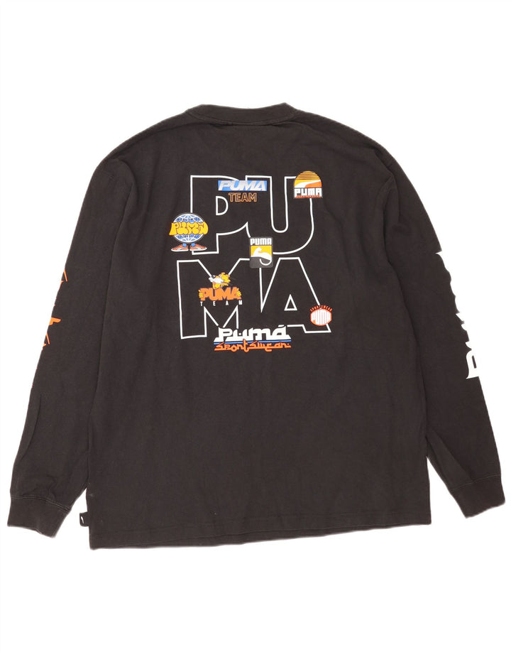 Puma Herren Graphic Top Langarm Large Schwarz Baumwolle