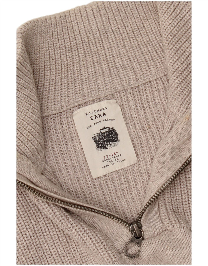 Zara Jungen-Pullover mit Reißverschluss am Hals, 13–14 Jahre, Beige
