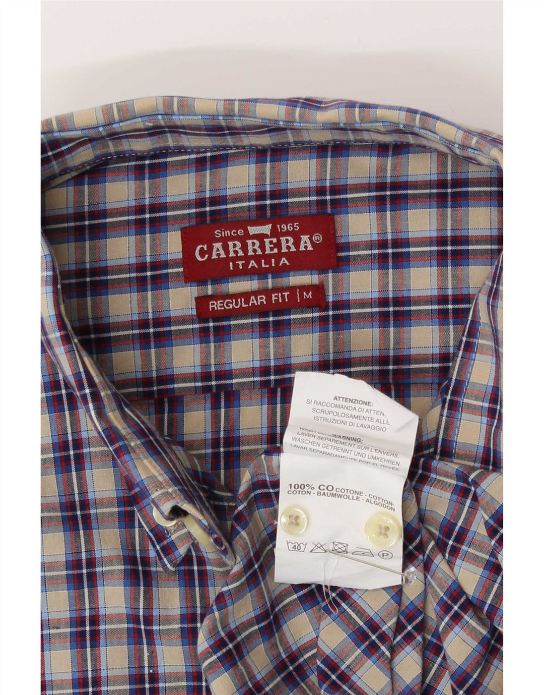 Carrera Herren-Hemd mit normaler Passform, mittelgroße, mehrfarbige Karo-Baumwolle