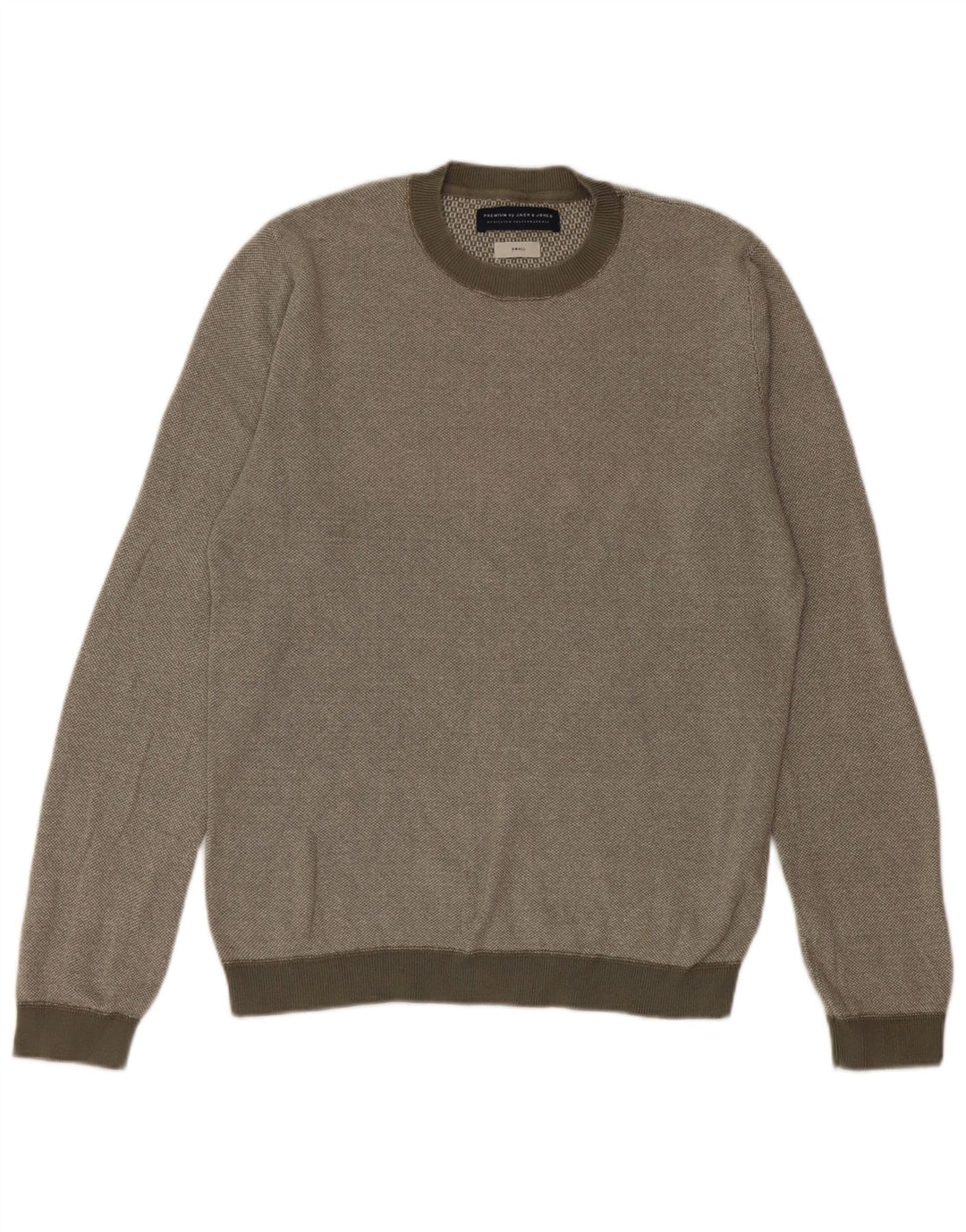 Jack & Jones Herren-Pullover mit Rundhalsausschnitt, Größe S, Khaki, Baumwolle