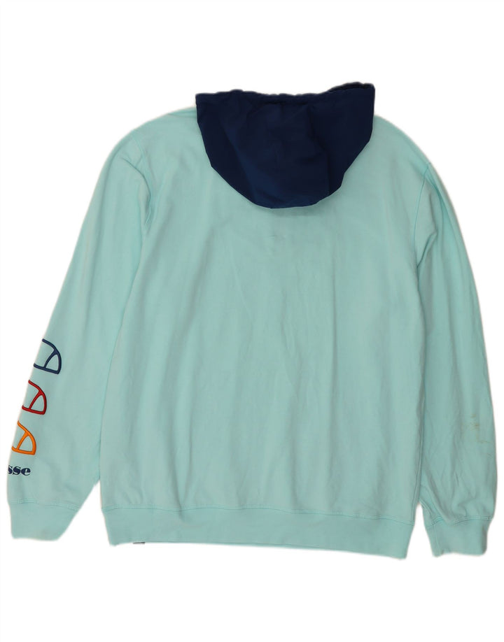 ELLESSE Herren-Kapuzenpullover mit Grafik, XL, türkisfarbene Blockfarben-Baumwolle