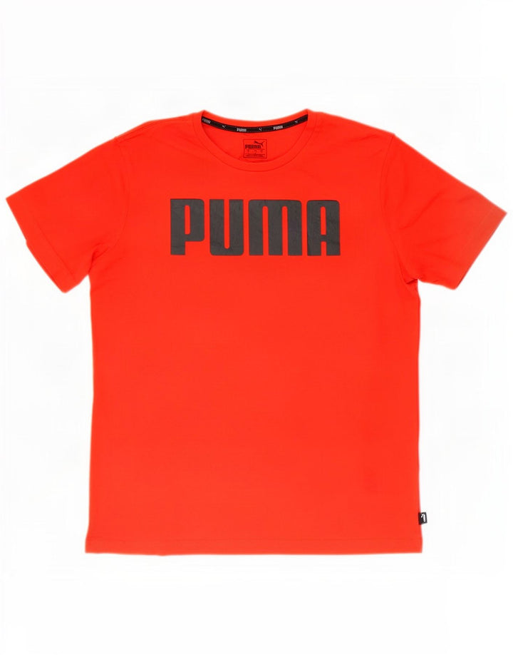 Puma Herren Grafik-T-Shirt-Oberteil aus mittelroter Baumwolle