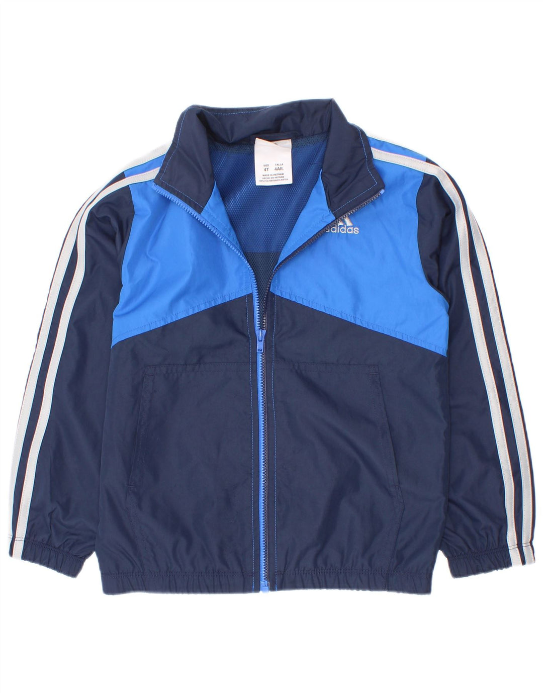 Adidas Jungen-Trainingsanzug-Top-Jacke, 3–4 Jahre, marineblaues Farbblock-Polyester