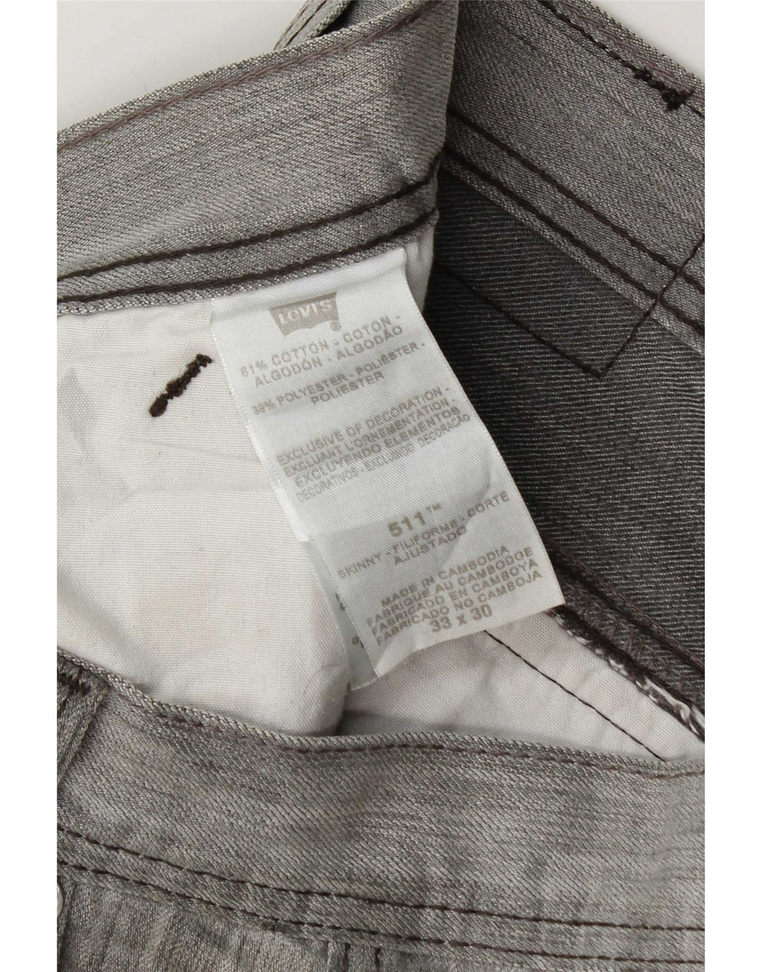 Levi's Herren 511 Slim Jeans W33 L30 Grau gefleckte Baumwolle