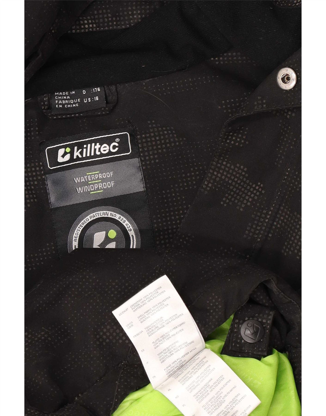 Killtec Jungen-Regenjacke mit Kapuze, 15–16 Jahre, schwarzes Polyester