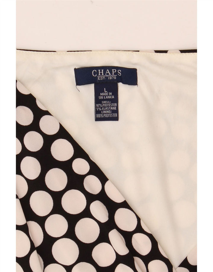 CHAPS Ärmelloses Damen-Maxikleid, UK-Größe 44, groß, schwarz gepunktetes Polyester