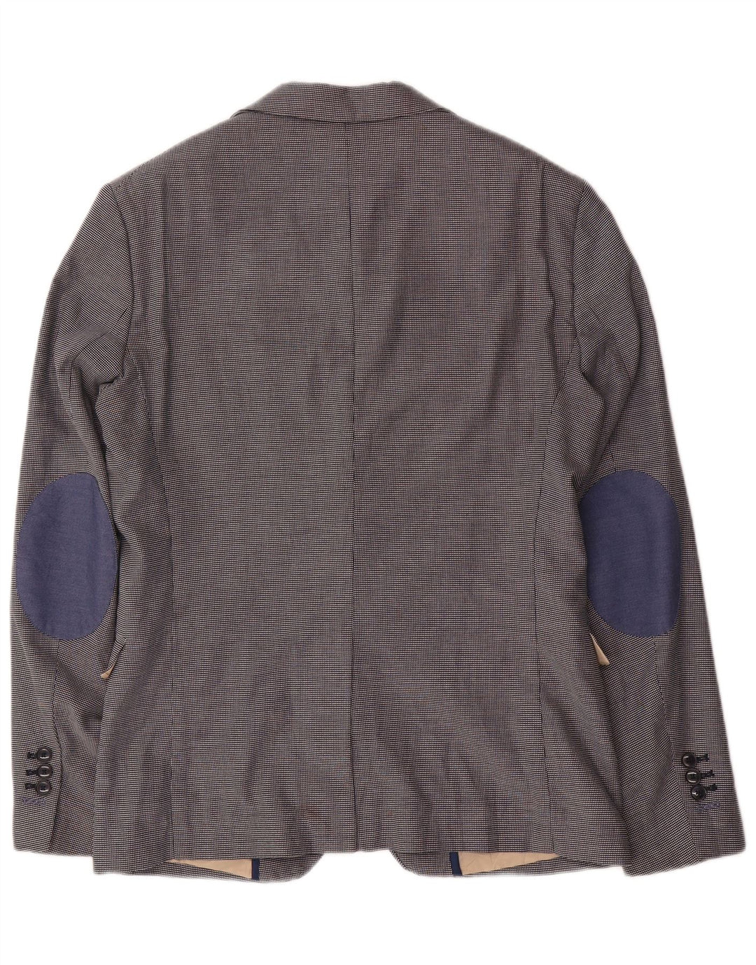Zara Herren-Blazer mit 2 Knöpfen, EU 48, mittleres Marineblau mit Hahnentrittmuster