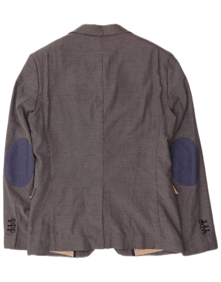 Zara Herren-Blazer mit 2 Knöpfen, EU 48, mittleres Marineblau mit Hahnentrittmuster