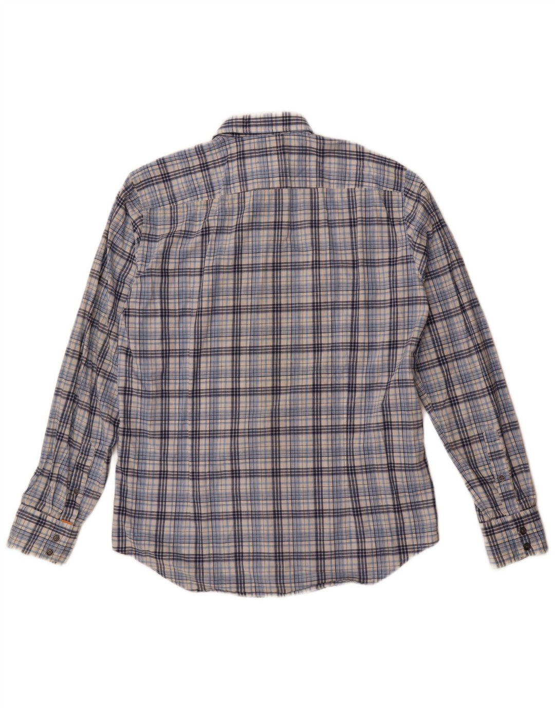 Hugo Boss Herrenhemd, groß, blau kariert, Baumwolle